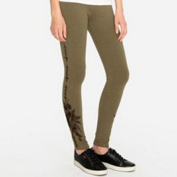 Nwt Johnny Was Darielle army green leggings XS - Picture 3 of 4